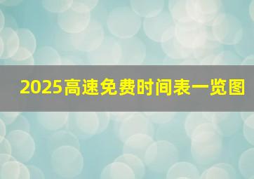 2025高速免费时间表一览图