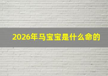 2026年马宝宝是什么命的