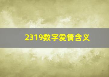 2319数字爱情含义