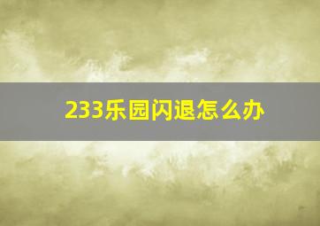 233乐园闪退怎么办