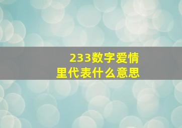 233数字爱情里代表什么意思