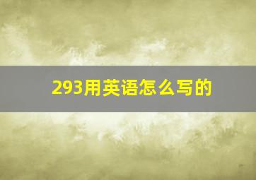 293用英语怎么写的