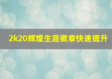 2k20辉煌生涯徽章快速提升