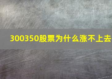 300350股票为什么涨不上去