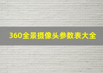 360全景摄像头参数表大全