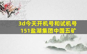 3d今天开机号和试机号151盐湖集团中国五矿