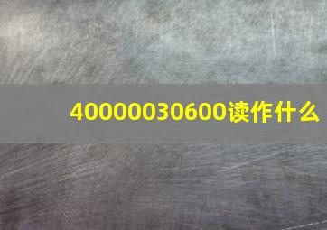 40000030600读作什么