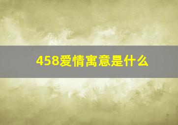 458爱情寓意是什么