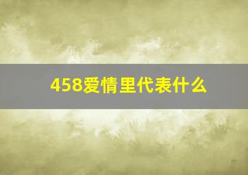 458爱情里代表什么