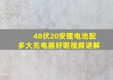 48伏20安锂电池配多大充电器好呢视频讲解