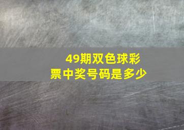 49期双色球彩票中奖号码是多少