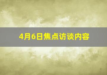 4月6日焦点访谈内容