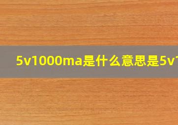 5v1000ma是什么意思是5v1a吗