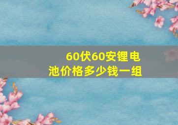 60伏60安锂电池价格多少钱一组