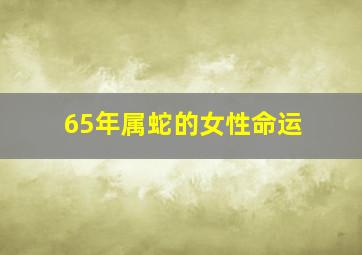 65年属蛇的女性命运