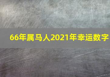 66年属马人2021年幸运数字