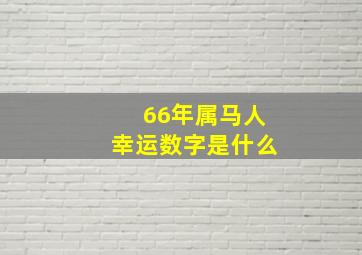 66年属马人幸运数字是什么