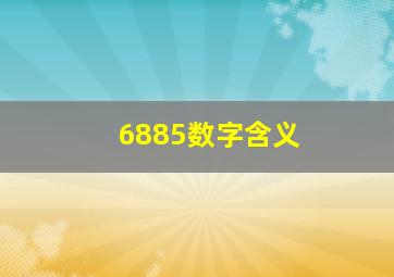 6885数字含义