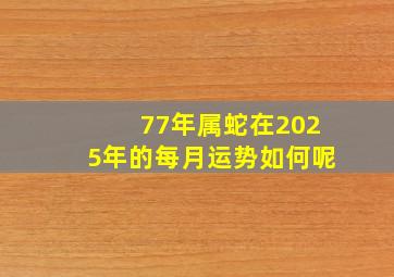 77年属蛇在2025年的每月运势如何呢