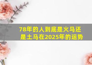 78年的人到底是火马还是土马在2025年的运势