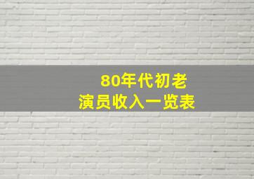 80年代初老演员收入一览表