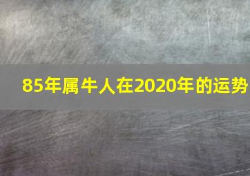 85年属牛人在2020年的运势