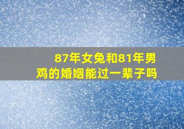 87年女兔和81年男鸡的婚姻能过一辈子吗