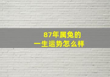 87年属兔的一生运势怎么样