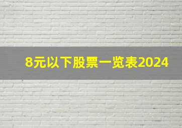 8元以下股票一览表2024