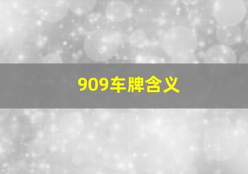 909车牌含义