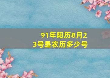 91年阳历8月23号是农历多少号