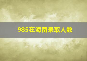 985在海南录取人数