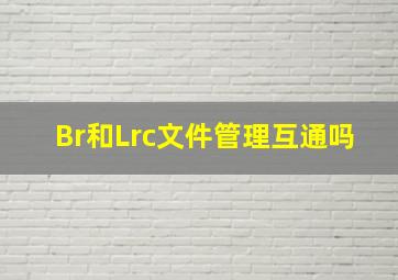 Br和Lrc文件管理互通吗