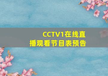 CCTV1在线直播观看节目表预告