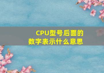 CPU型号后面的数字表示什么意思