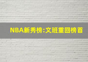 NBA新秀榜:文班重回榜首