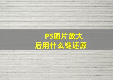 PS图片放大后用什么键还原