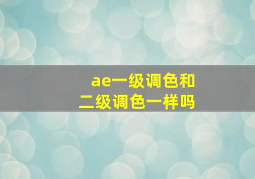 ae一级调色和二级调色一样吗