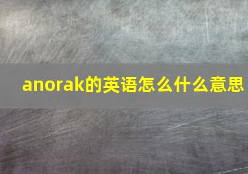 anorak的英语怎么什么意思