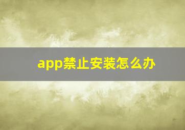 app禁止安装怎么办