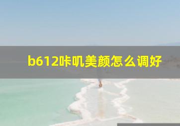 b612咔叽美颜怎么调好