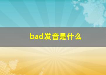 bad发音是什么