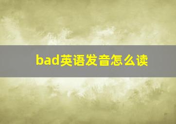 bad英语发音怎么读