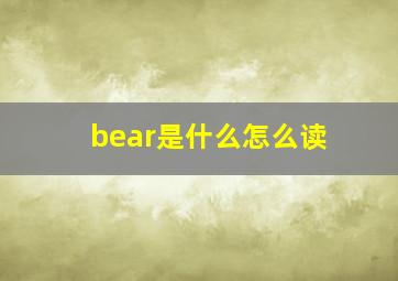 bear是什么怎么读