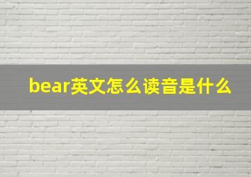 bear英文怎么读音是什么