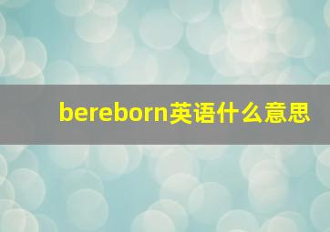 bereborn英语什么意思