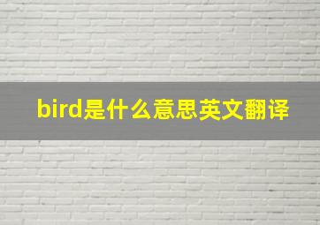 bird是什么意思英文翻译