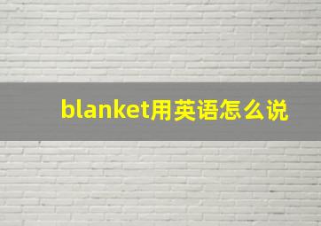 blanket用英语怎么说