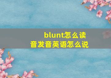 blunt怎么读音发音英语怎么说