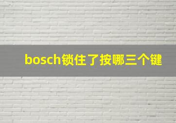 bosch锁住了按哪三个键